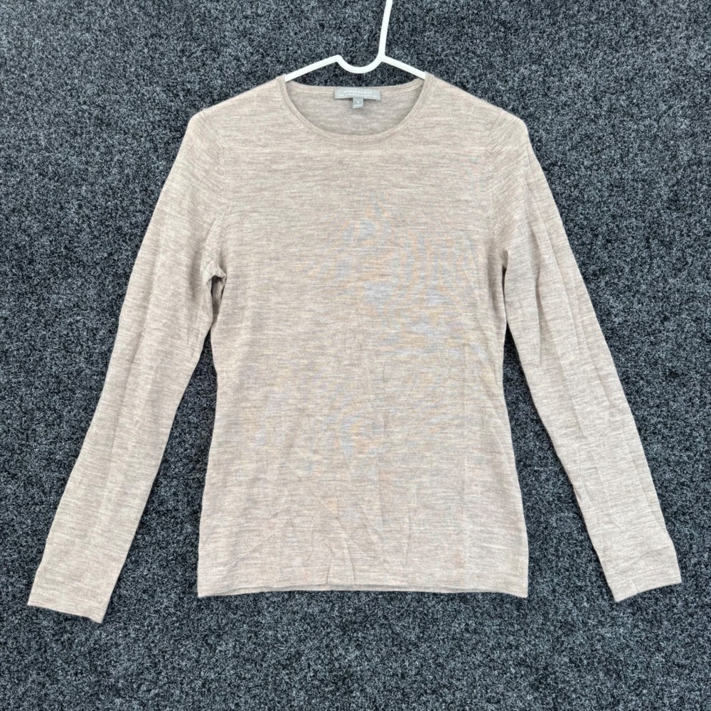 Neiman Marcus Cashmere Collection Sweater Tan Beige Crew Neck Long Sleeve Small